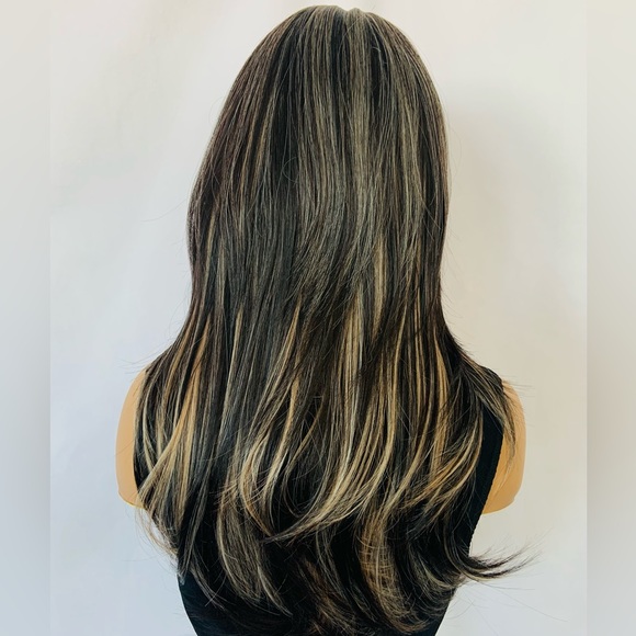 Gorgeous Salt & Pepper Color Premium Fiber Wig with Bangs - Picture 7 of 7